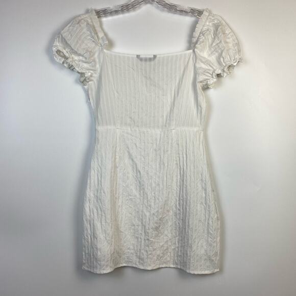 Shein Frill Trim Tie Front Crinkle Dress White Size Small (4) - Picture 8 of 13